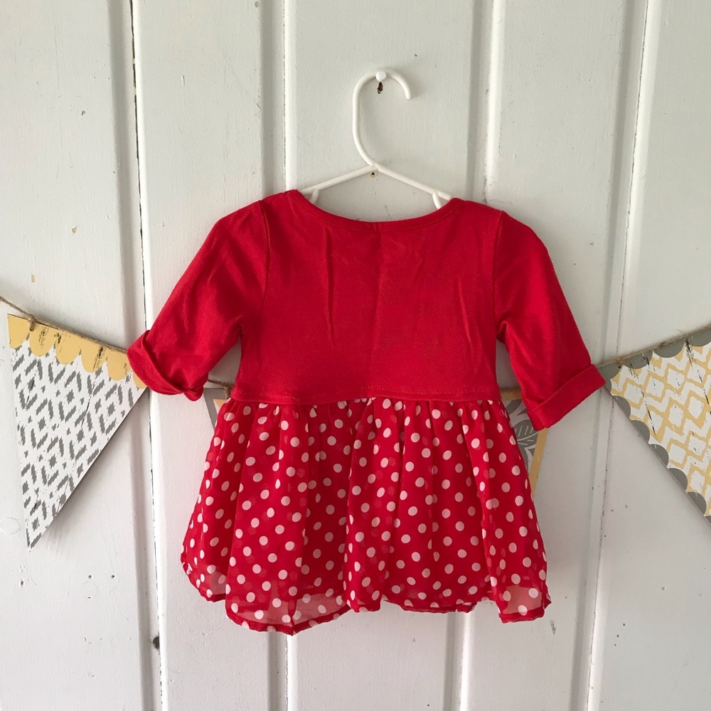 Disney Minnie Mouse Jersey Chiffon Polka Dot Dress - Picture 2 of 6